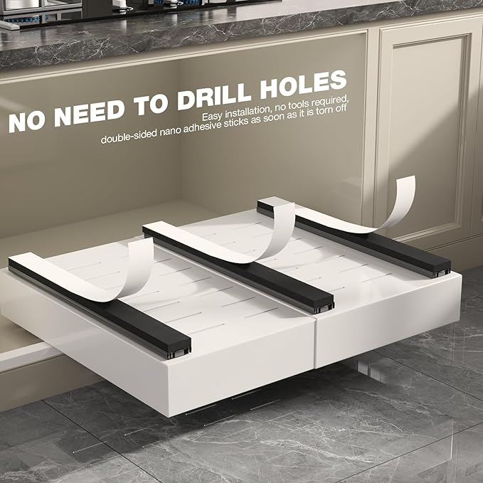 Seinloes 2 Pack Pull Out Cabinet Organizer 19" Deep, Full Extension 3 Slide