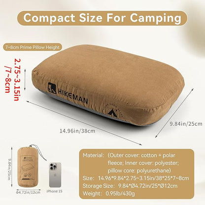 HIKEMAN Camping Memory Foam Pillow - Ultralight Travel Backpacking Ergonomic Pillow with Removable Cover,Neck Lumbar Support for Outdoor Camp,Sport,Hiking,Backpacking Sleep (Purple)