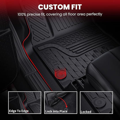 LASFIT Floor Mats for Ram 1500 2013-2018 & 1500 Classic 2019-2024 Quad Cab Bench Seat(Not for Bucket Seat/Crew Cab/New Body), All Weather TPE Custom Fit Car Mats Floor Liners 1st & 2nd Row, Black