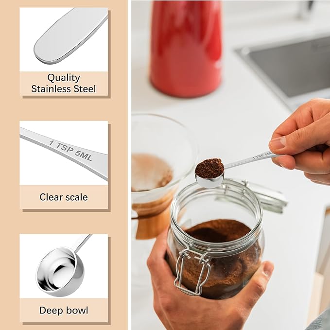 1PCS 1tsp Single Measuring Spoon, Stainless Steel Individual Teaspoon, Metal