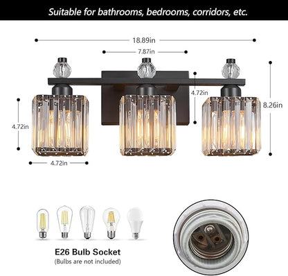 FDPBY Sand Black Bathroom Vanity Lights Crystal Vanity Light Bathroom Lighting