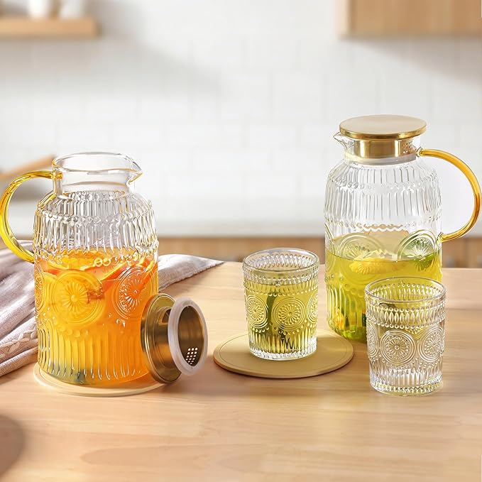 2 Pack Vintage Glass Pitchers