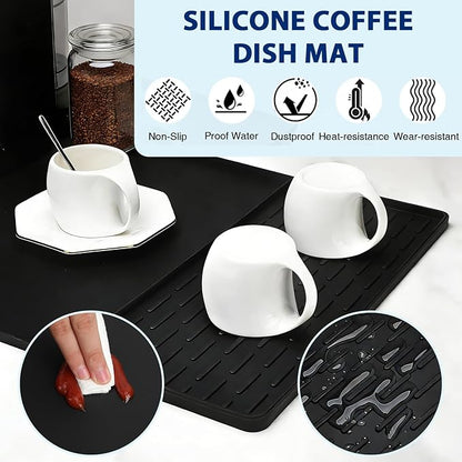 Silicone Coffee Mat 24" x 16", Heat Resistant Non Slip Leak Proof
