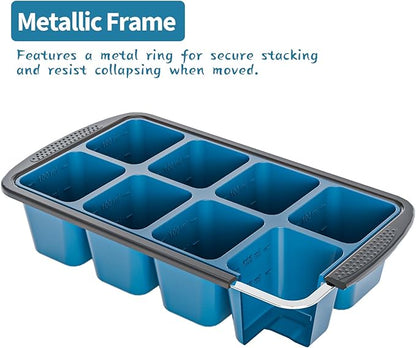 GORCI Ice Cube Tray For Freezer, 16 Large 1/2 Cub Cubes, Silicone Ice Trays For