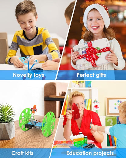 Poraxy 6 Set STEM Kits, Science Kits for Kids Age 5-7 8-12, DIY DC Motor Electric Robotic Experiments Circuit Building Projects, Toys for Ages 8-13, Gifts for 6 7 8 9 10 11 12 Year Old Boys and Girls