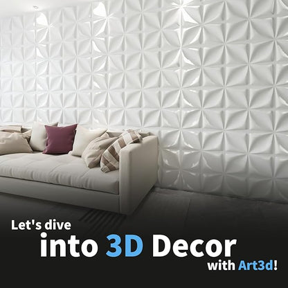 Art3d 19.7" x 19.7" 3D Wall Panels Lucky Leaves PVC Wall Panel
