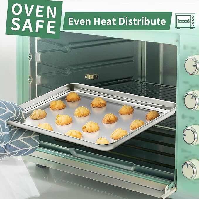 Baking Sheets Set of 2, HKJ Chef Cookie Sheets 2 Pieces & Stainless Steel