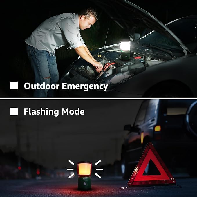 Lepro Camping Lantern, Battery Powered LED with 1500LM, 4 Light Modes, Waterproof Tent Light, Lantern Flashlight for Hurricane, Emergency Light, Survival Kit, Storms, Outages, Fishing, Hiking