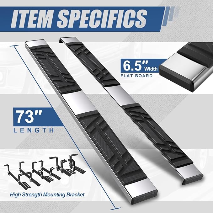 Auto Dynasty Running Boards Compatible with 2019-2024 Subaru Ascent, Stainless Steel Side Step Rail Nerf Bars, 6.5" x 73" Step Bars, Polished Chrome
