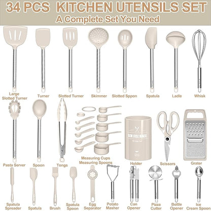 Kitchen Utensils Set-Umite Chef 34 Pcs Silicone Cooking Utensils Set