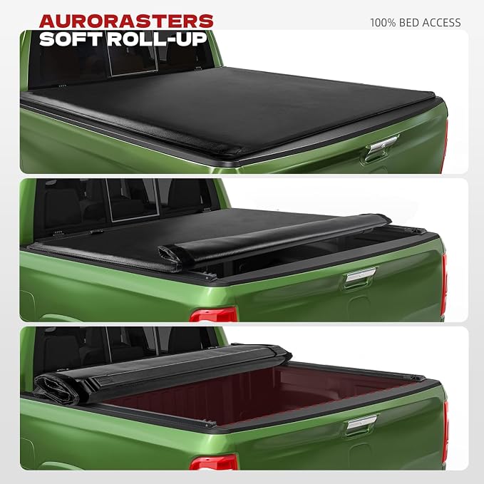 Soft Roll Up Truck Bed Tonneau Cover Compatible with 2002-2018 Dodge Ram 1500; 2003-2025 2026 Ram 2500 3500; 2019-2024 Classic | 6'4" (76") Bed Without Rambox
