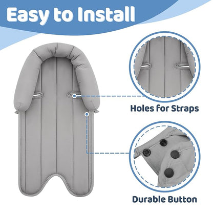 Pro Goleem Infant Car Seat Insert, Babybody Support for Toddler, Soft Minky Preemie Car Seat Insert, 2-in-1 Reversible, Perfect for Carseats, Strollers, Swings, White and Grey