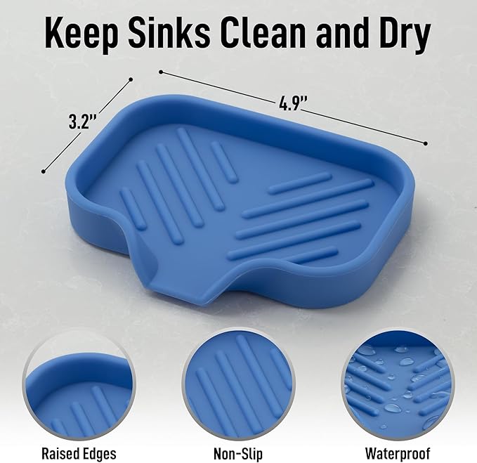 Zulay Kitchen Small Silicone Sponge Holder – Space-Saving Sink Organizer Tray