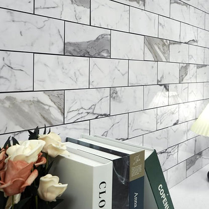 Vamos Tile 100-Piece Glossy Statury White Peel and Stick Backsplash Tile