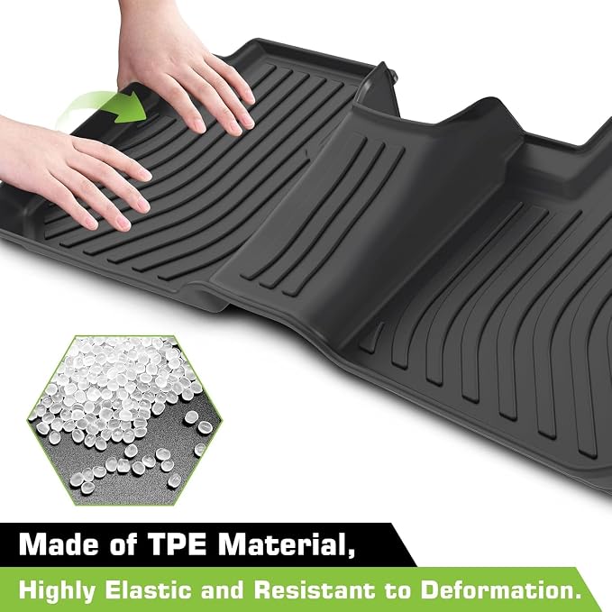 Floor Mats for Ford Transit Connect 2014-2021, TPE Waterproof Non-Slip All Weather Protection Custom, Front Row Floor Liners Set, Black