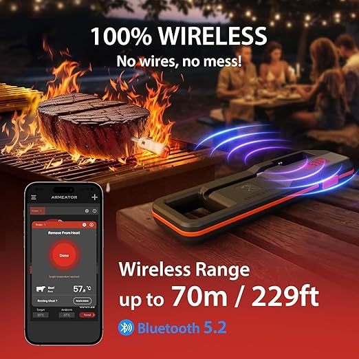 Smart Meat Thermometer Digital App | Instant Read Food Thermometers for Grill Cooking | Perfect for Steak, Chicken, Turkey | WiFi Unlimited for BBQ,Oven, Smoker, Air Fryer | Kitchen Gadgets Essentials
