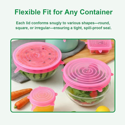 Silicone Stretch Lids – 6 Pack Reusable Food Covers, Flexible Silicone