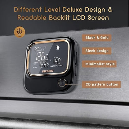 5GHz WiFi & Bluetooth 5.1 Meat Thermometer, Inkbird WiFi Grill Meat Thermometer for Grilling Smoker BBQ Cooking with 4 Probes, IBT-26S Wireless APP Control, Alarm Timer, Backlit LCD, Rechargeable