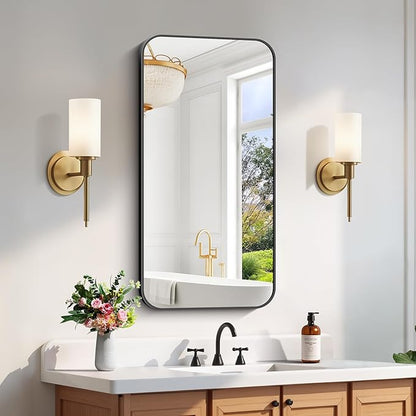FORBATH Bathroom Mirror 20" x 40", Rectangle Black Bathroom Mirror