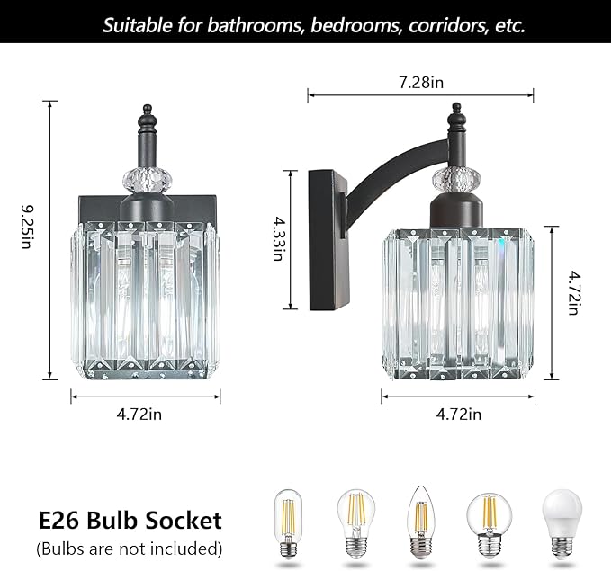 BBLLWJ Modern Wall Sconces Set of Two Black Wall Sconces Indoor Wall Lamp