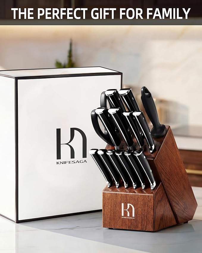 KnifeSaga Knife Set, Enduring Razor-Sharp High Carbon Stainless Steel Chef