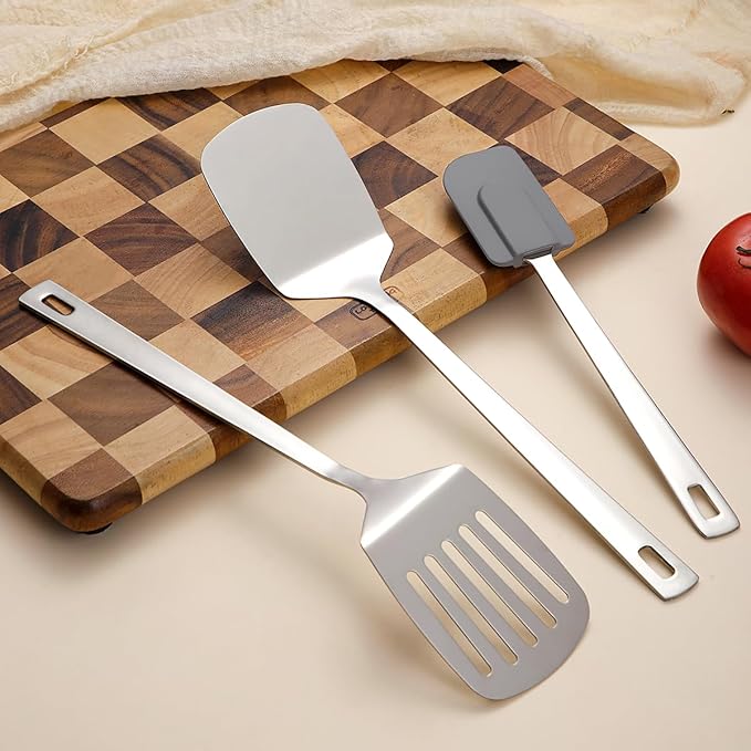 Berglander Stainless Steel Spatulas Set 3pcs, Metal Spatula