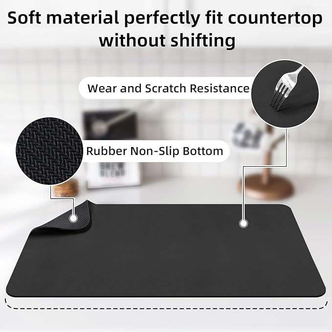 LOPNUR Kitchen Dish Drying Mat, Diatomite Coffee Mat, Super Absorbent Dish