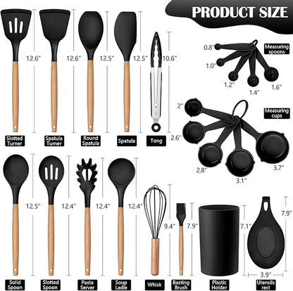 HaWare Kitchen Cooking Utensils Set, 23-Piece Silicone Kitchen Utensils Spatula