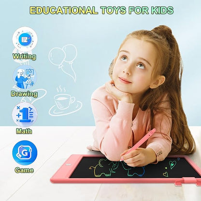 12.9 Inch LCD Writing Tablet for Kids, Colorful Toddler Doodle Board - Erasable Drawing Pad, Educational Learning Toy for Ages 3-8 - Valentine's Day Christmas Birthday Gifts (12.9 Inch, Pink)