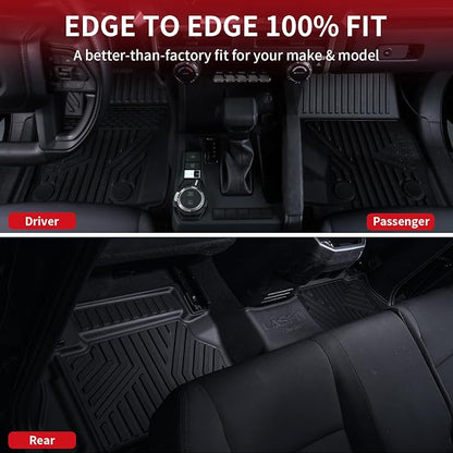 LASFIT Floor Mats for Toyota Tacoma 2008-2011 Double Cab Auto Tran, Custom Fit All Weather Protection Durable TPE Floor Liners for 2008-2011 Tacoma Accessories Front & Rear 2 Row Row Car Mats, Black