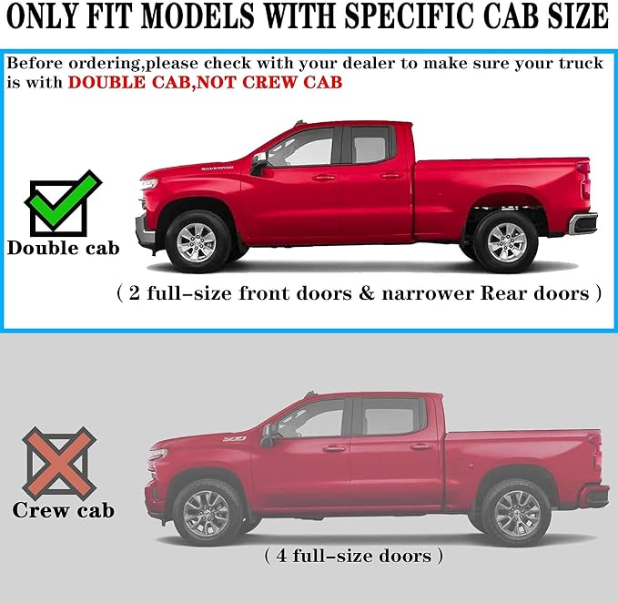 COMNOVA 6 Inches Double Cab Running Boards for 2019-2026 Chevy Silverado/GMC Sierra 1500 Double Cab, 2020-2026 Silverado/Sierra 2500HD 3500HD, Stainless Steel Silverado Running Boards.