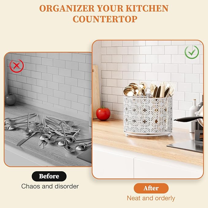 YIUKEA Rotating Utensil Caddy Holder