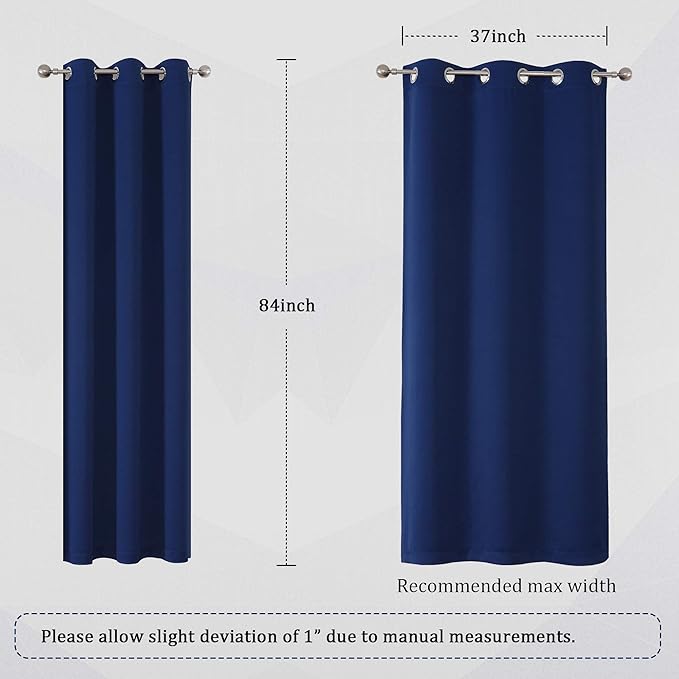 DUALIFE Navy Blue Blackout Curtains 84 Inch Length