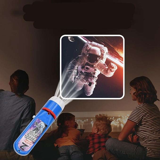Georgie Porgy Slide Torch Projector Toys Flashlight for Kids Educational Solar System Planet Toys Science Set Wall Ceiling Tents Dino Night Lamp Gifts for Boys Girls (Outer Space + Dinosaur)
