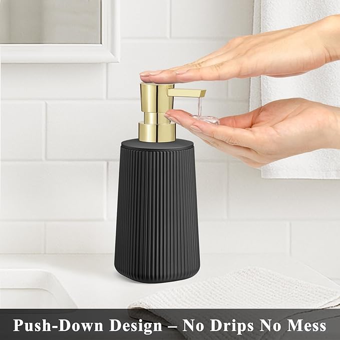Black and Gold 2 Pack Hand Soap Dispensers Set