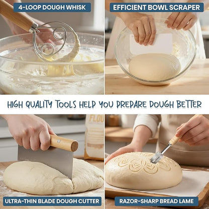 Sourdough Starter Kit, Banneton Bread Proofing Basket Set