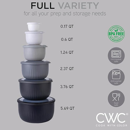 COOK WITH COLOR Prep Bowls with Lids- Wide and Deep Nesting Plastic Small