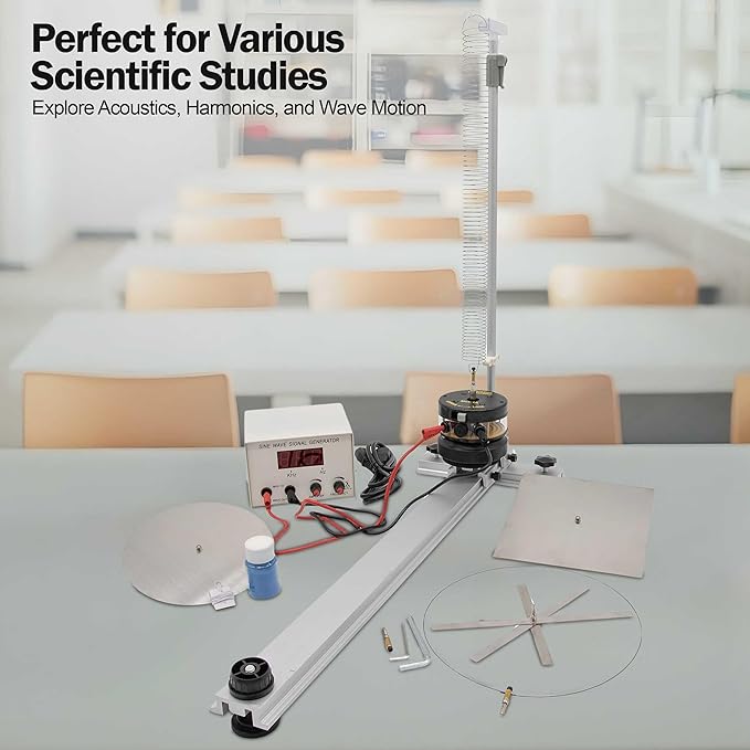 WVGEN-DLX: Mechanical Wave Kit – Explore Waves, Sound, Vibrations & Interference – Includes Sine Wave Generator, Driver, Chladni Plates & More – STEM Physics Classroom Learning Tool