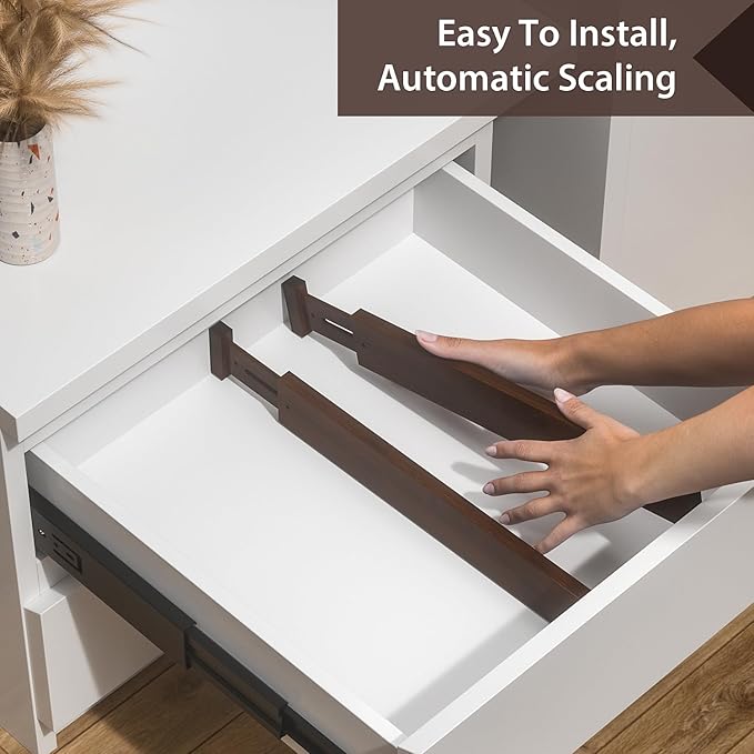DUCOO 4 PCS Drawer Divider, 2.3" High Expandable Separators