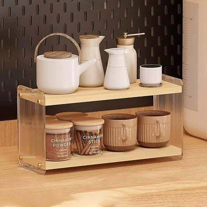 LiTY Coffee Station Organizer 2 Tier Acrylic Home Storage Mugs Hooks