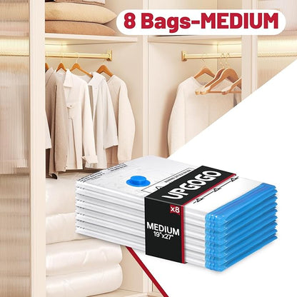 8 Pack Medium Vacuum Storage Bags,Vacuum Seal Bags for Clothing,Space Saver Bags,Vacuum Travel Bags for Luggage