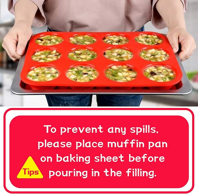 CAKETIME 12 Cups Silicone Muffin Pan