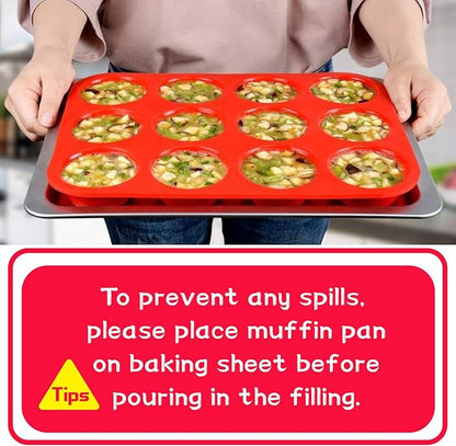 CAKETIME 12 Cups Silicone Muffin Pan