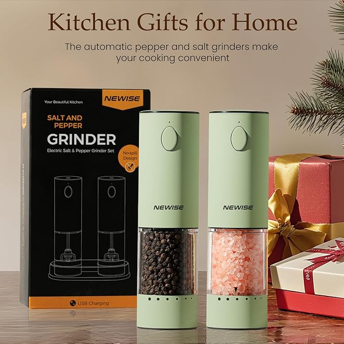 Newise Electric Salt and Pepper Grinder Set Rechargeable