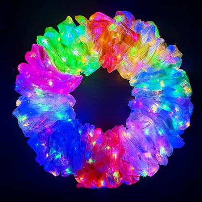 40 PCS Light up Scrunchies, 3 Glow Mode, LED Hair Accessories for Women, Glow in the Dark Party Supply for Festival Rave Slumber Party