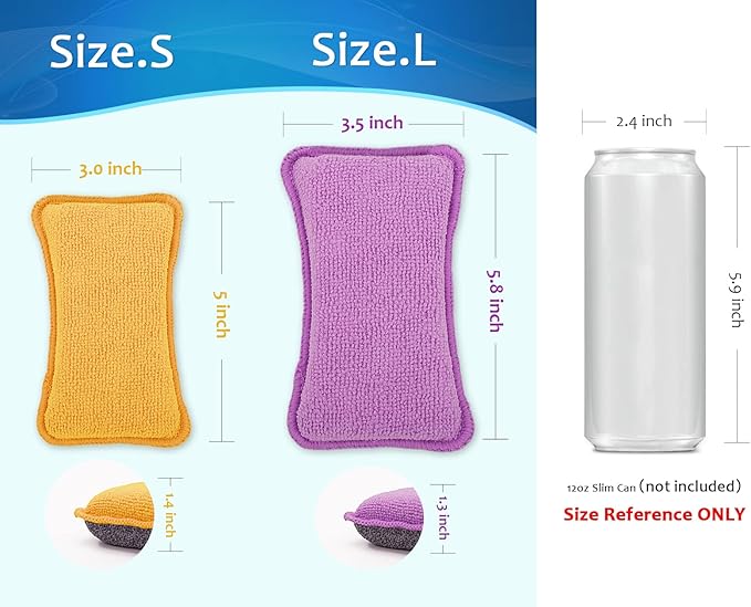 UPSTAR Kitchen Sponges for Dishes, Microfiber Cleaning Scrubber, Non-Scratch