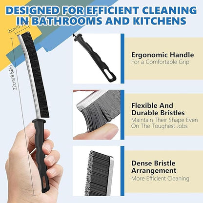 Crevice Cleaning Brush Set – Hard Bristle Gap Cleaning Tool