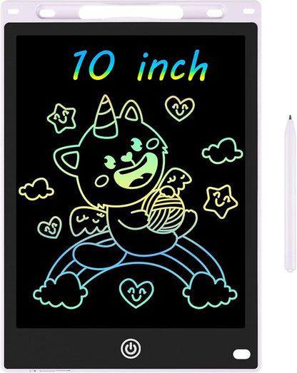 10 Inch LCD Writing Tablet - Colorful Electronic Drawing Pad & Doodle Board for Kids Ages 3-8, Erasable Educational Toy, Birthday and Christmas Gift for Girls and Boys (White)