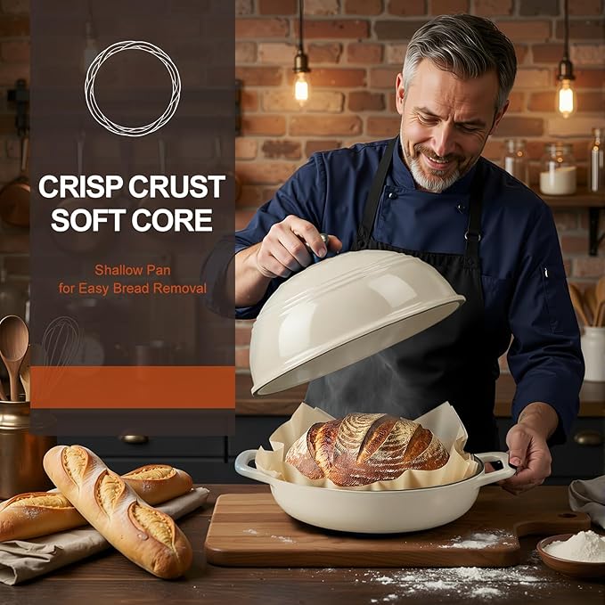 Overmont Enameled Cast Iron Bread Oven - 6QT Bread Dutch Oven