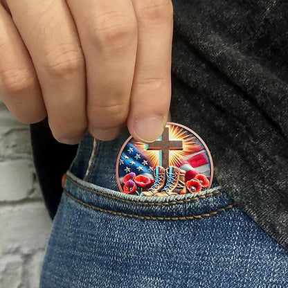 AtSKnSK Memorial Tribute Challenge Coin Some Gave All Lest We Forget Thank You for Your Service Military Coin (Poppy Military Boots, 24)